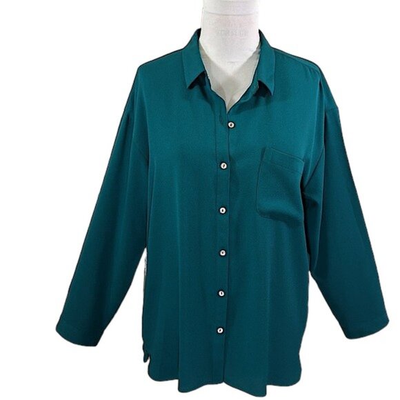 J. Jill Blouse Size XL Dark Teal Like New - Picture 2 of 11